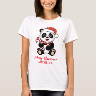 Camiseta Natal Personalizado Feliz Panda Urso Fofo