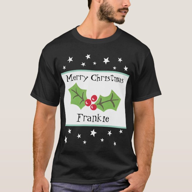 Camiseta Natal Personalizado Holly & Berries (Frente)