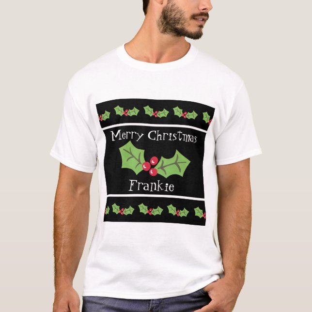 Camiseta Natal Personalizado Holly & Berries (Frente)