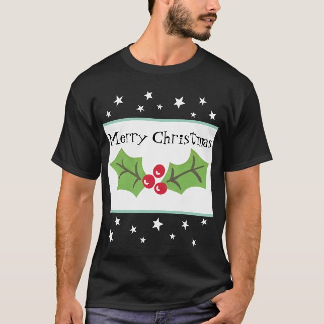 Camiseta Natal Personalizado Holly & Berries (Frente)