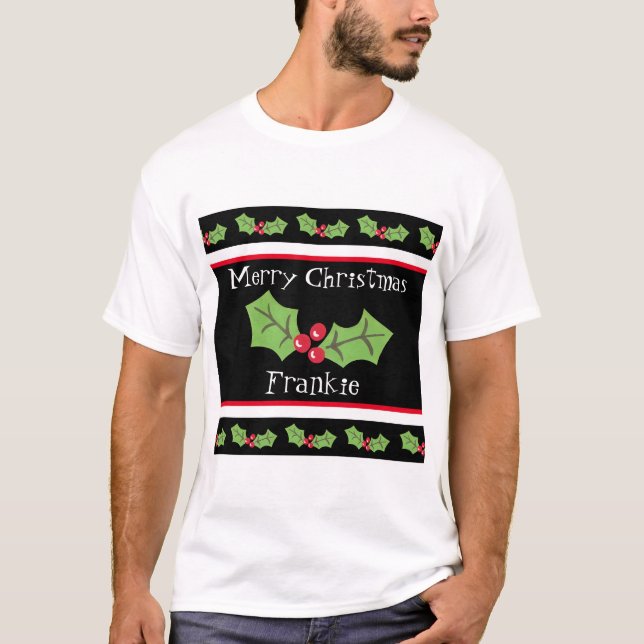 Camiseta Natal Personalizado Holly & Berries (Frente)