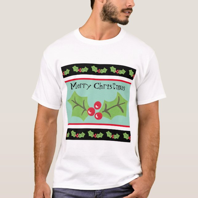 Camiseta Natal Personalizado Holly & Berries (Frente)