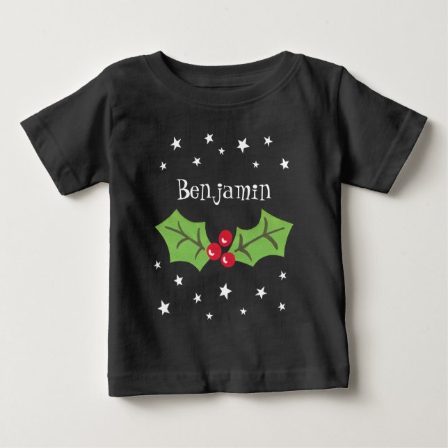 Camiseta Natal Personalizado Holly & Berries (Frente)