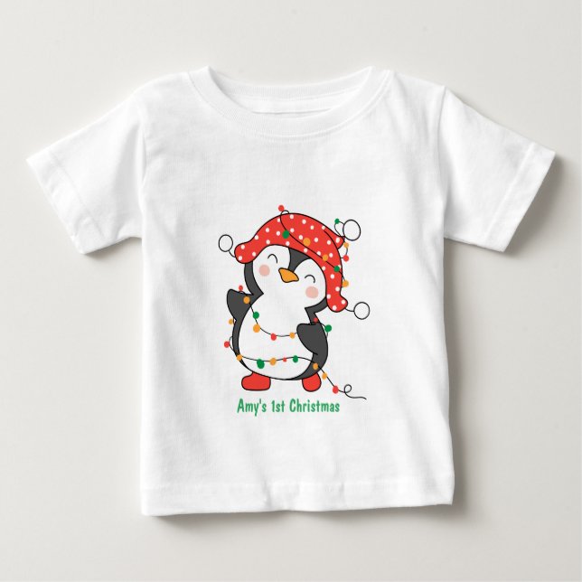 Camiseta Natal personalizado para o bebê 1rua (Frente)