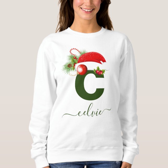 Camiseta Natal personalizado simples do Monograma personali (Frente)