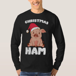 Camiseta Natal Pig Natal Ham Papais noeis Bonitos Porco Eng