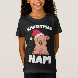 Camiseta Natal Pig Natal Ham Papais noeis Bonitos Porco Eng