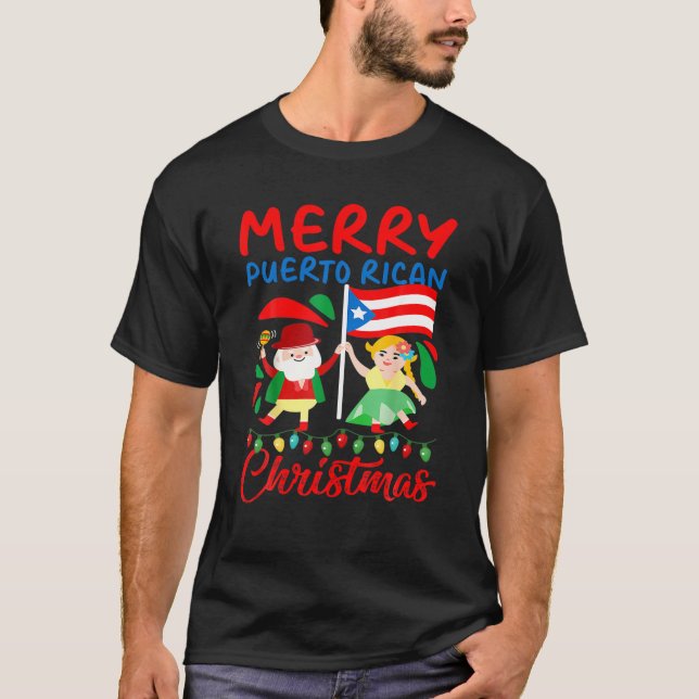 Camiseta Natal porto-riquenho feliz Porto Rico (Frente)