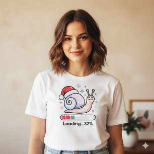 Camiseta Natal Preguiçoso Caracol Divertido Pastel Feriado