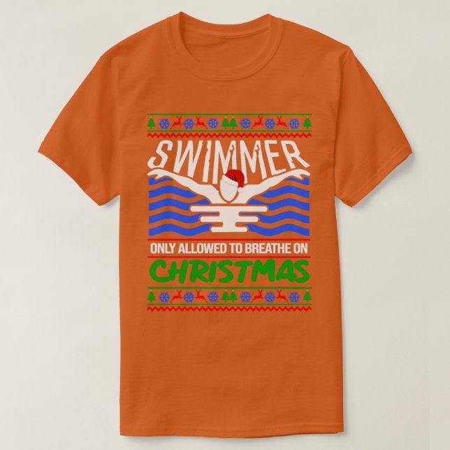 Camiseta Natal presente Nadando natal Swimmer Esporte (Frente do Design)