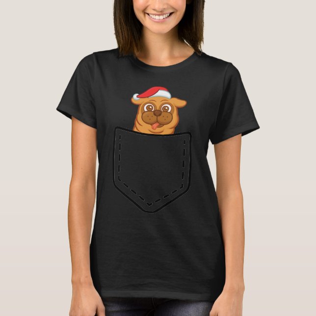 Camiseta Natal pug de bolso falso! Essencial 667 (Frente)