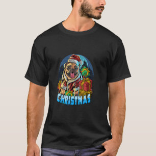 Camiseta Natal Pug Dog Pug Santa Hat Natal Feio