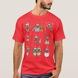 Camiseta Natal Pugs Cute Pug Lover Prêmio de Natal T