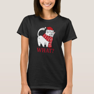 Camiseta Natal Que Gato Em Santa Hat Feliz Feriados