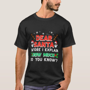 Camiseta Natal Querido Papai Noel Antes de Eu Explicar Xmas