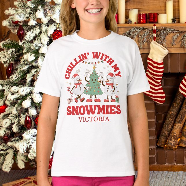 Camiseta Natal Relax com Meus Amigos de Neve (Criador carregado)