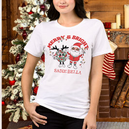 Camiseta Natal Retro Alegre e Brilhante