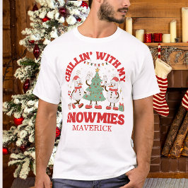 Camiseta Natal Retrô Relaxando Com Meus Amigos de Neve