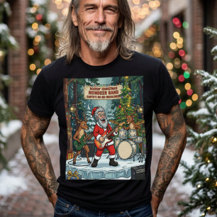 Camiseta Natal Rockeiro Banda de Rena do Papai Noel Engraça