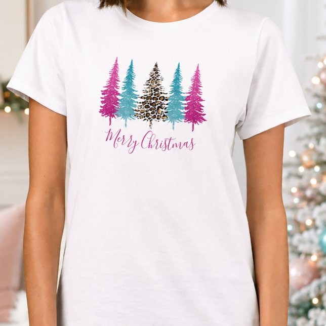 Camiseta Natal Rosa Glam (Glam Pink Christmas T-Shirt)
