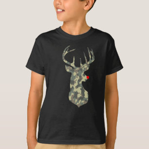 Camiseta Natal Rudolf Reindeer Red Nose Camo Hu