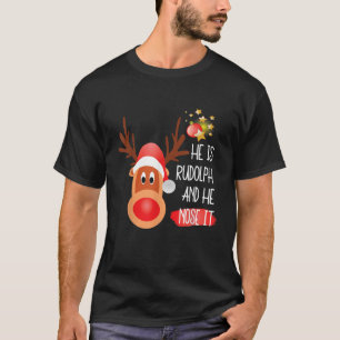 Camiseta Natal Rudolph O Grande Renas Nasal Vermelho Engraç