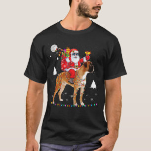 Camiseta Natal Santa Claus Andando Cachorro Voando Luzes Xm