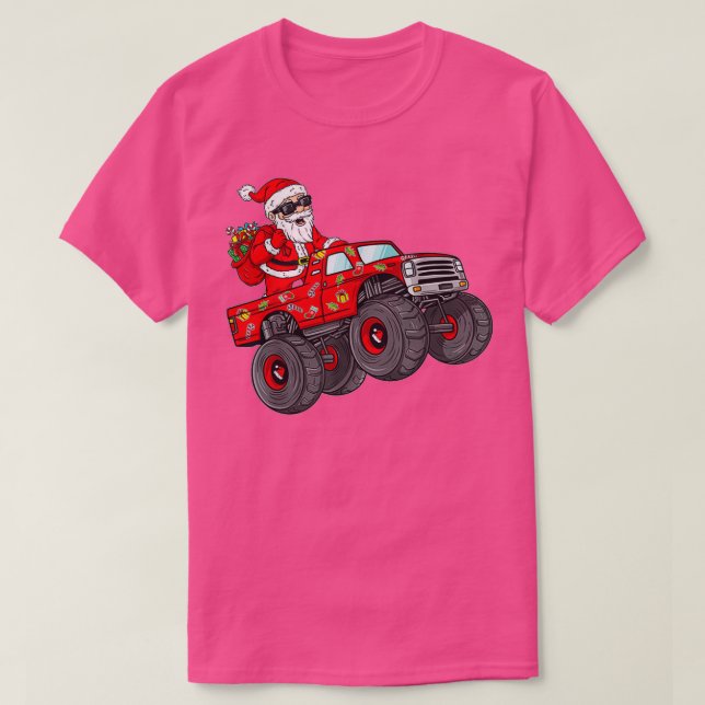 Camiseta Natal Santa Claus Andando Monstros Rapazes Ki (Frente do Design)