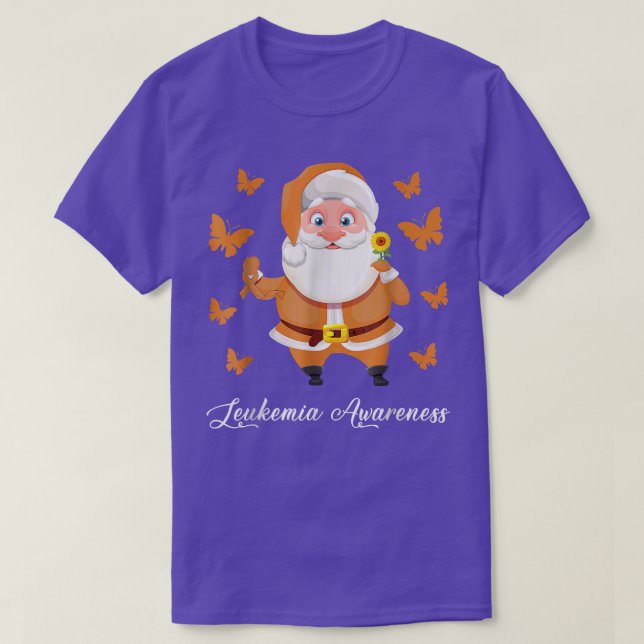 Camiseta Natal Santa Claus Leukemia Borboleta (Frente do Design)