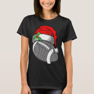 Camiseta Natal Santa Hat Futebol do Esporte Engraçado Prese