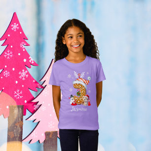 Camiseta Natal Santa Hat Gingerpão Alphabet J Girl