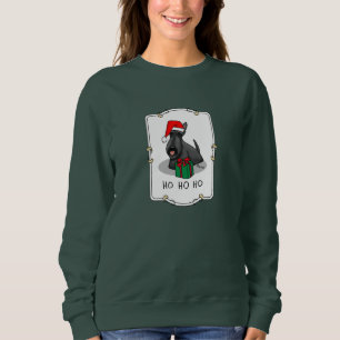 Camiseta Natal Santa Hat Scottish Terrier (preto)