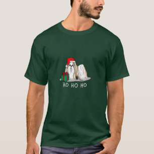 Camiseta Natal Santa Hat Shih Tzu (branco-tan)