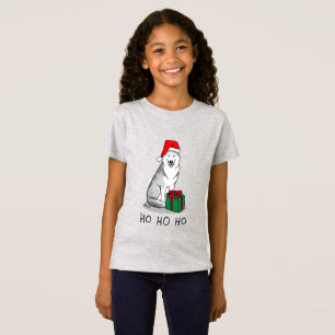 Camiseta Natal Santa Hat Siberian Husky (prateado)