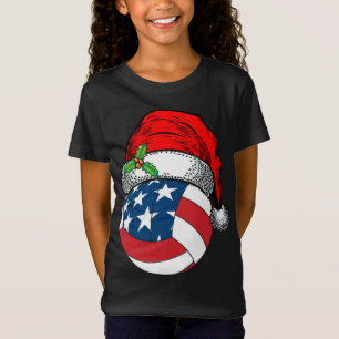 Camiseta Natal Santa Hat Voleibol Esporte Engraçado Present