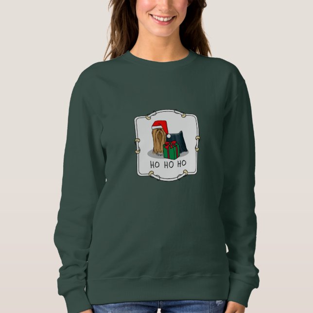 Camiseta Natal Santa Hat Yorkshire Terrier Yorkie Cute (Frente)