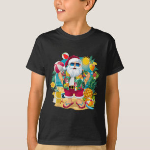 Camiseta Natal Santa No Dia De Julho Na Praia Verão Havaian