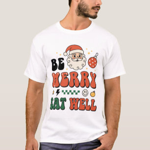 Camiseta Natal Seja Alegre Coma Bem Design de Papai Noel