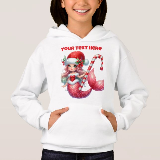 Camiseta Natal Sereia Girls Hoodie (Frente)