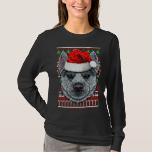 Camiseta Natal Siberian Husky Santa Hat