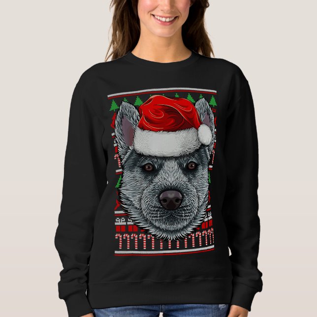 Camiseta Natal Siberian Husky Santa Hat (Frente)