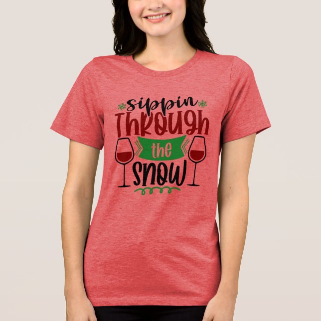 Camiseta Natal Sippin 'Através da Neve (Frente)
