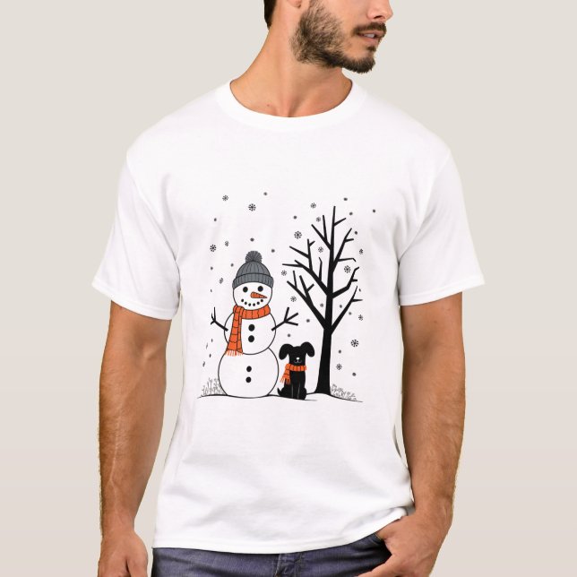 Camiseta Natal Snowman Xmas Dog Winter (Frente)