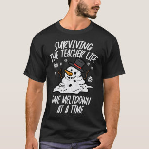 Camiseta Natal Sobrevivendo à Vida de Professor Colapso Nat