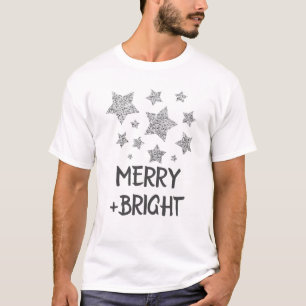 Camiseta Natal Sparkle Stars Feliz brilhante