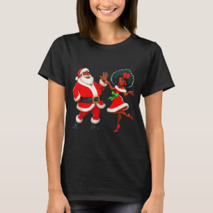 Camiseta Natal Sr Santa Sra Claus Dançando Africano Ameri