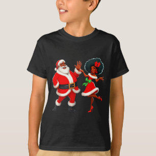 Camiseta Natal Sr Santa Sra Claus Dançando Africano Ameri