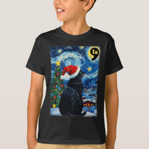 Camiseta Natal Starry Night Black Cat Comma La Kamala H