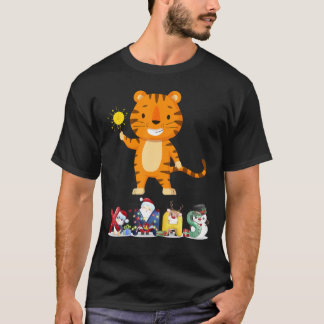 Camiseta Natal Tiger Face Tree Snow Pajama Xmas 2021