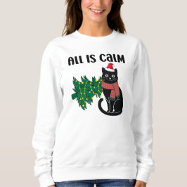 Camiseta Natal Tranquilo Gato Preto Engraçado